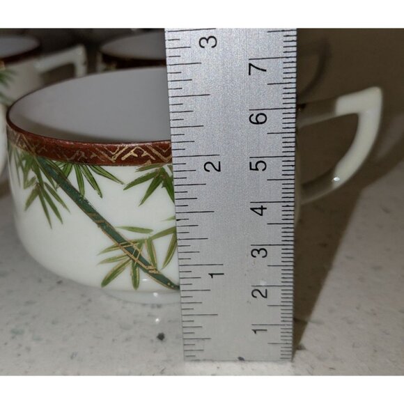 Kutani 3 teacups Bamboo Geisha Bone China Footed Japan - Picture 2 of 14